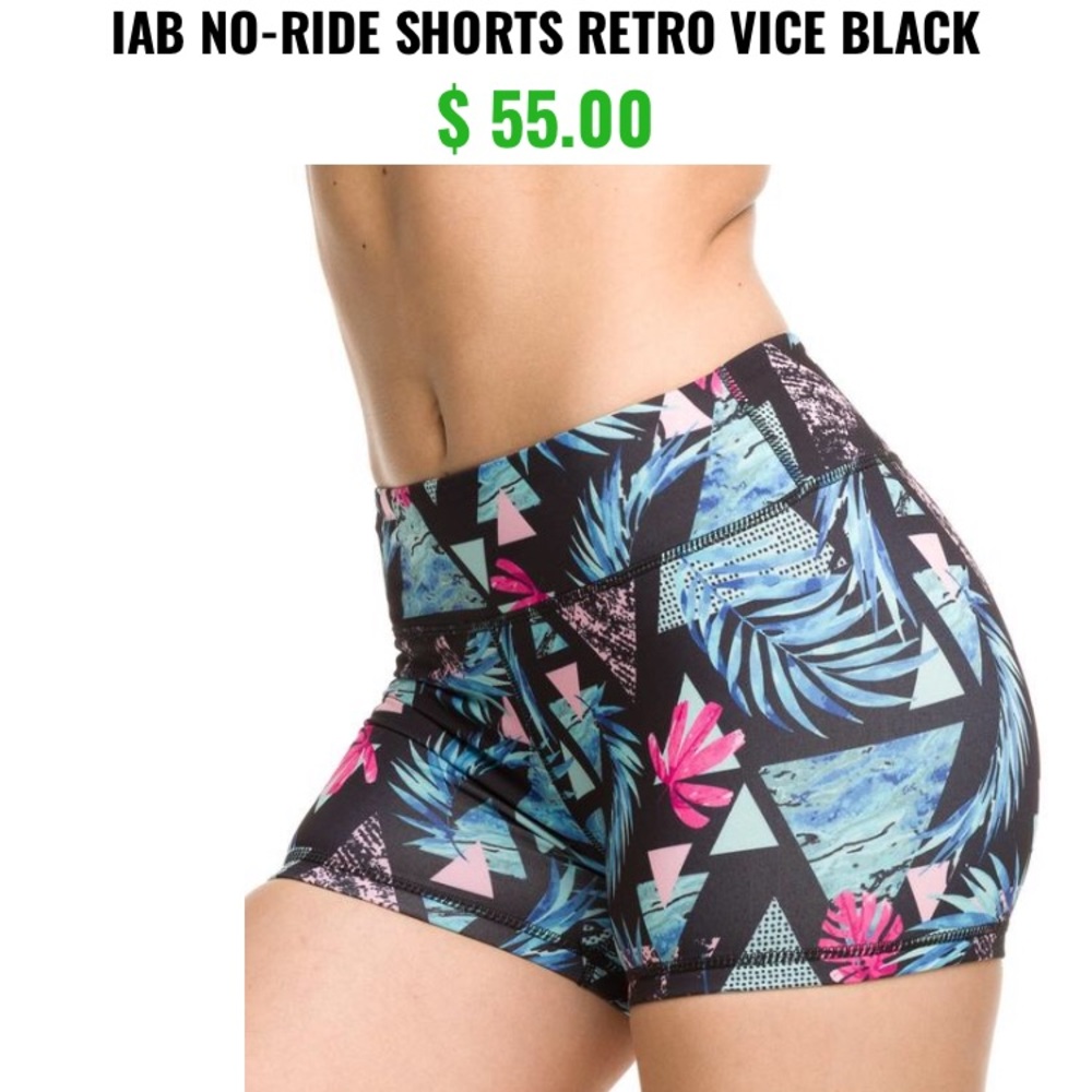Retro Blue & Black Work Out Shorts High Waist